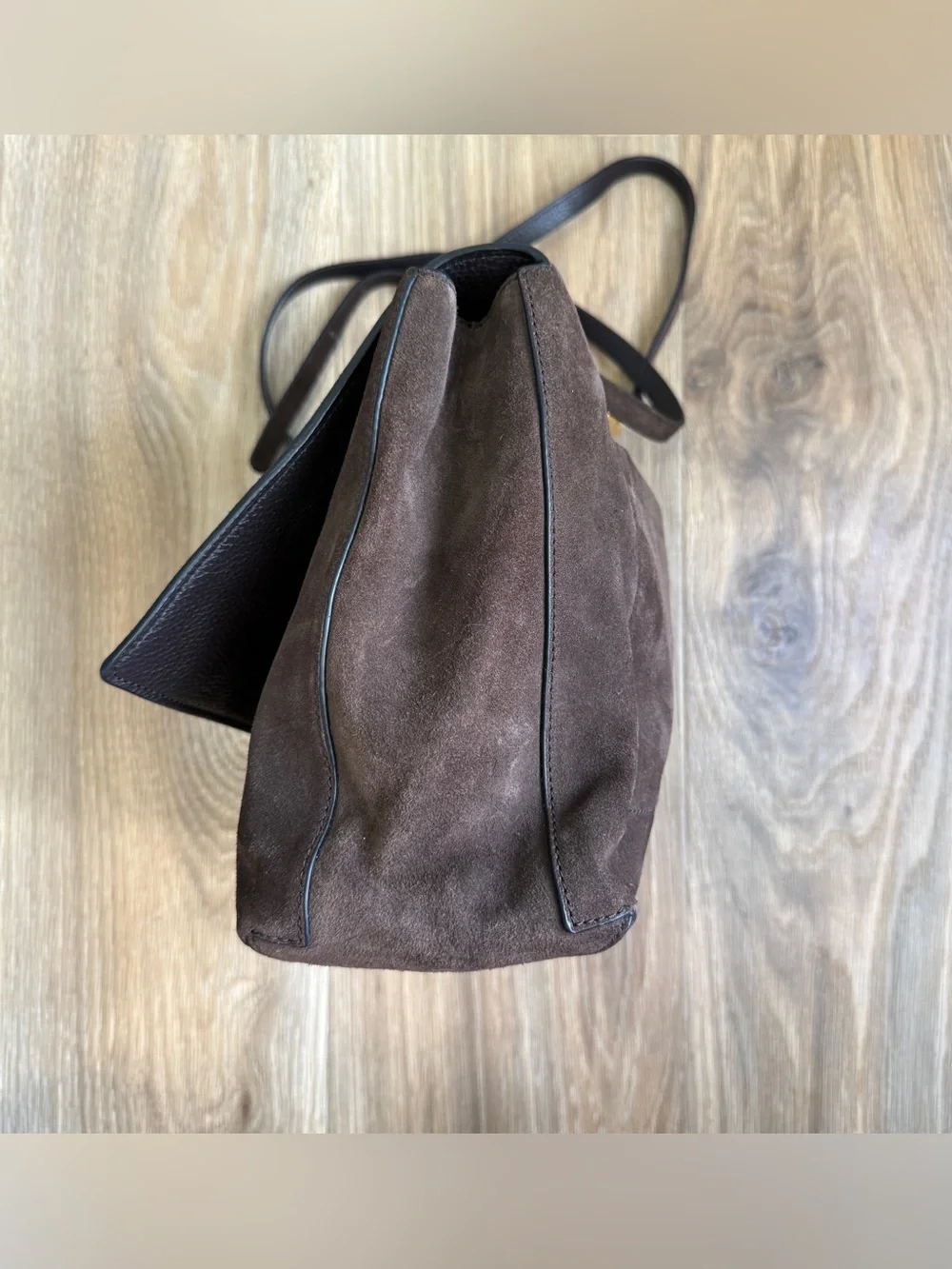 Coccinelle Suede & Leather Convertible Shoulder Crossbody Bag Brown Gold Italy